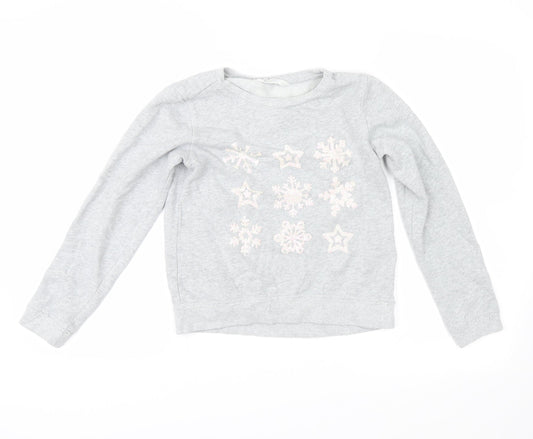 H&M Girls Grey   Pullover Sweatshirt Size 10-11 Years  - snowflakes
