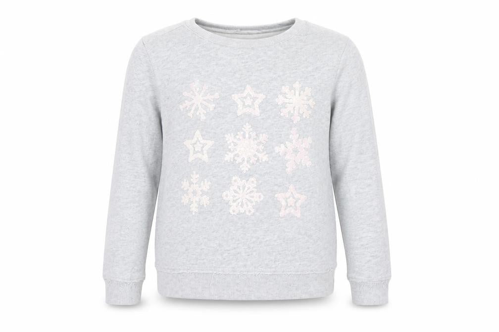 H&M Girls Grey   Pullover Sweatshirt Size 10-11 Years  - snowflakes