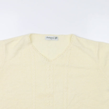 Close-up detail of Jumper women’s yellow jumper, size L