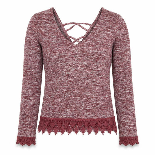 Front view of Miss Selfridge women’s red jumper, size UK 4
