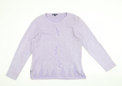 Front view of Sarah Hamilton women’s purple jumper, size L
