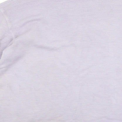 Brand and care label for Sarah Hamilton women’s purple jumper, size L