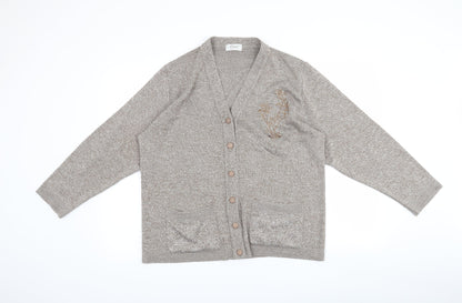 Additional front view of CARE women’s beige cardigan jumper, size L