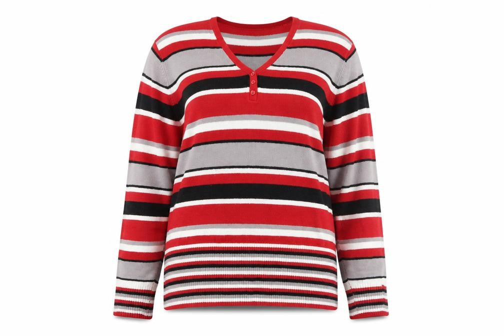JORDANA Womens Red Striped  Pullover Jumper Size 3XL