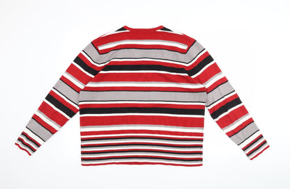 Back view of JORDANA women’s red striped jumper, size 3XL