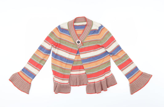 Marks and Spencer Girls Multicoloured Striped  Cardigan Jumper Size 9-10 Years
