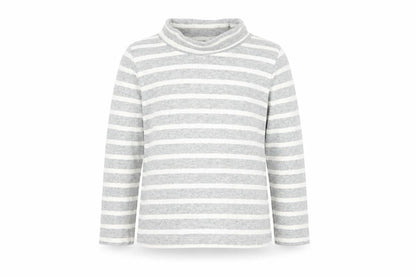 Front view of Gap girls’ grey striped jumper, size 3, years