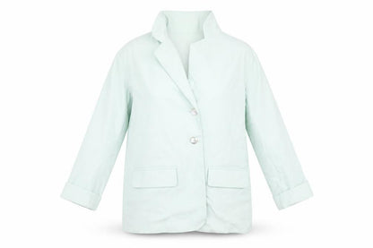 Front view of Lakeland women’s blue jacket coat, size UK 10