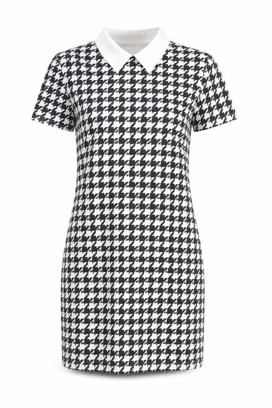 Boohoo Womens Black Houndstooth  A-Line  Size 10