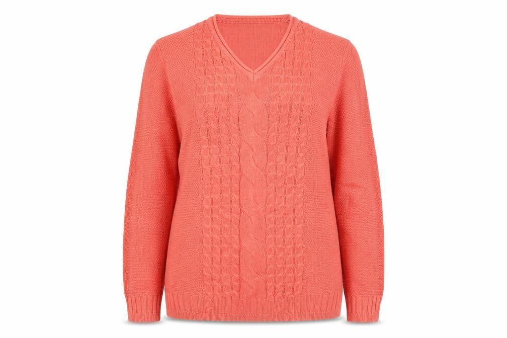 Isle Womens Orange Argyle/Diamond  Pullover Jumper Size M