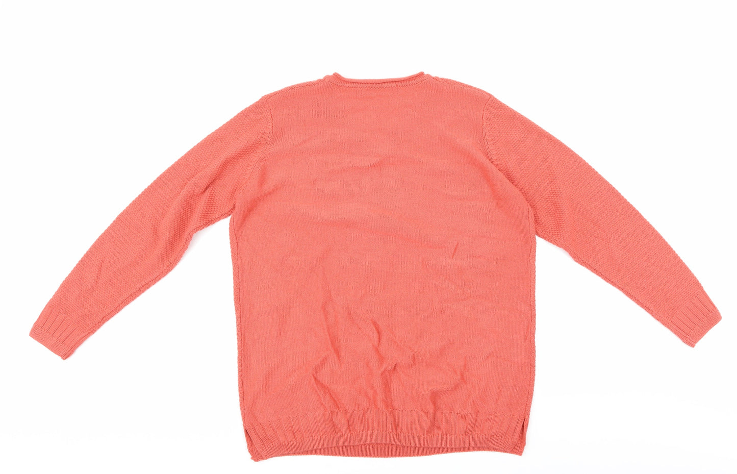 Isle Womens Orange Argyle/Diamond  Pullover Jumper Size M