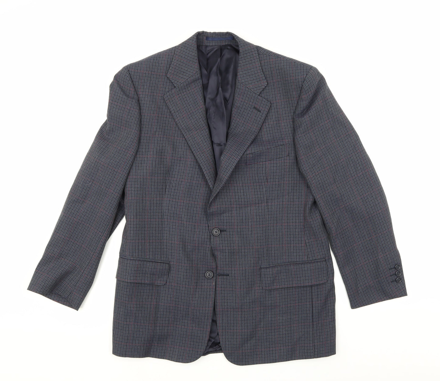 Preworn Mens Blue Herringbone  Jacket Suit Jacket Size 38