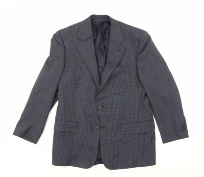 Front view of Preworn men’s blue herringbone jacket suit jacket, size 38