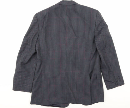 Back view of Preworn men’s blue herringbone jacket suit jacket, size 38