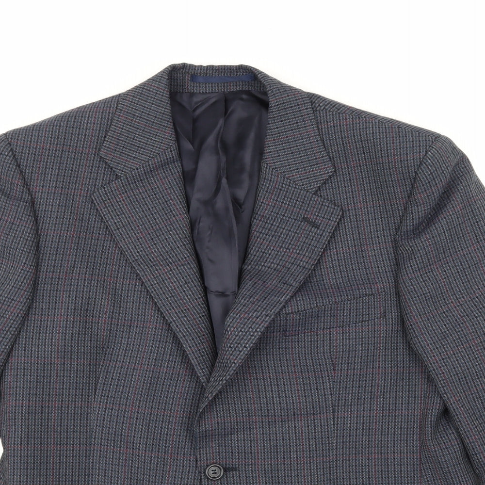Preworn Mens Blue Herringbone  Jacket Suit Jacket Size 38
