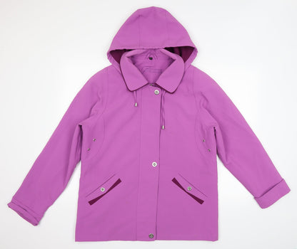 Front view of Finesse women’s purple jacket coat, size UK 14