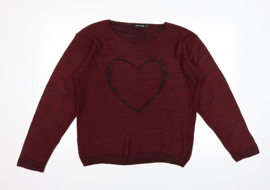 Mia Moda Womens Red   Pullover Jumper Size M