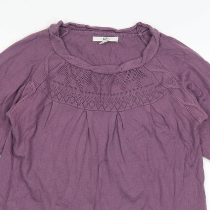 Close-up detail of Klass women’s purple jumper, size M