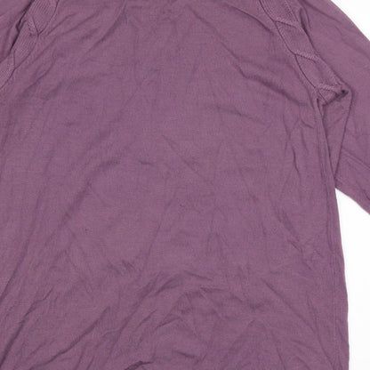 Brand and care label for Klass women’s purple jumper, size M