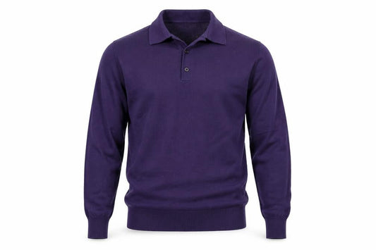 Front view of Marks & Spencer men’s purple jumper, size S