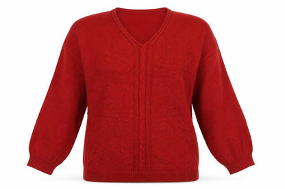 Front view of Your Sixth Sense women’s red jumper, size M
