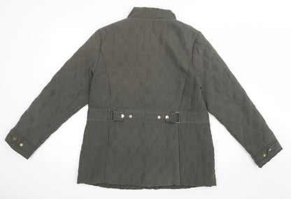 Back view of EWM women’s green quilted jacket, size UK 12