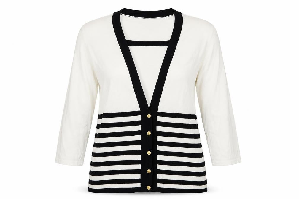 Casamia Womens White Striped Pullover Jumper Size M