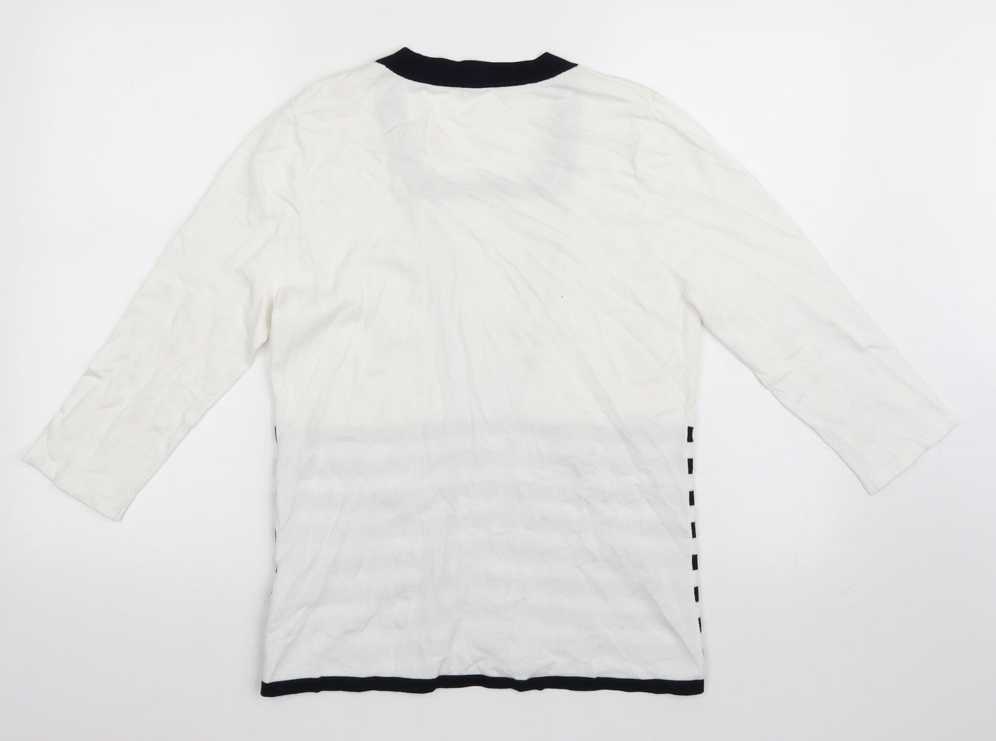 Casamia Womens White Striped  Pullover Jumper Size M