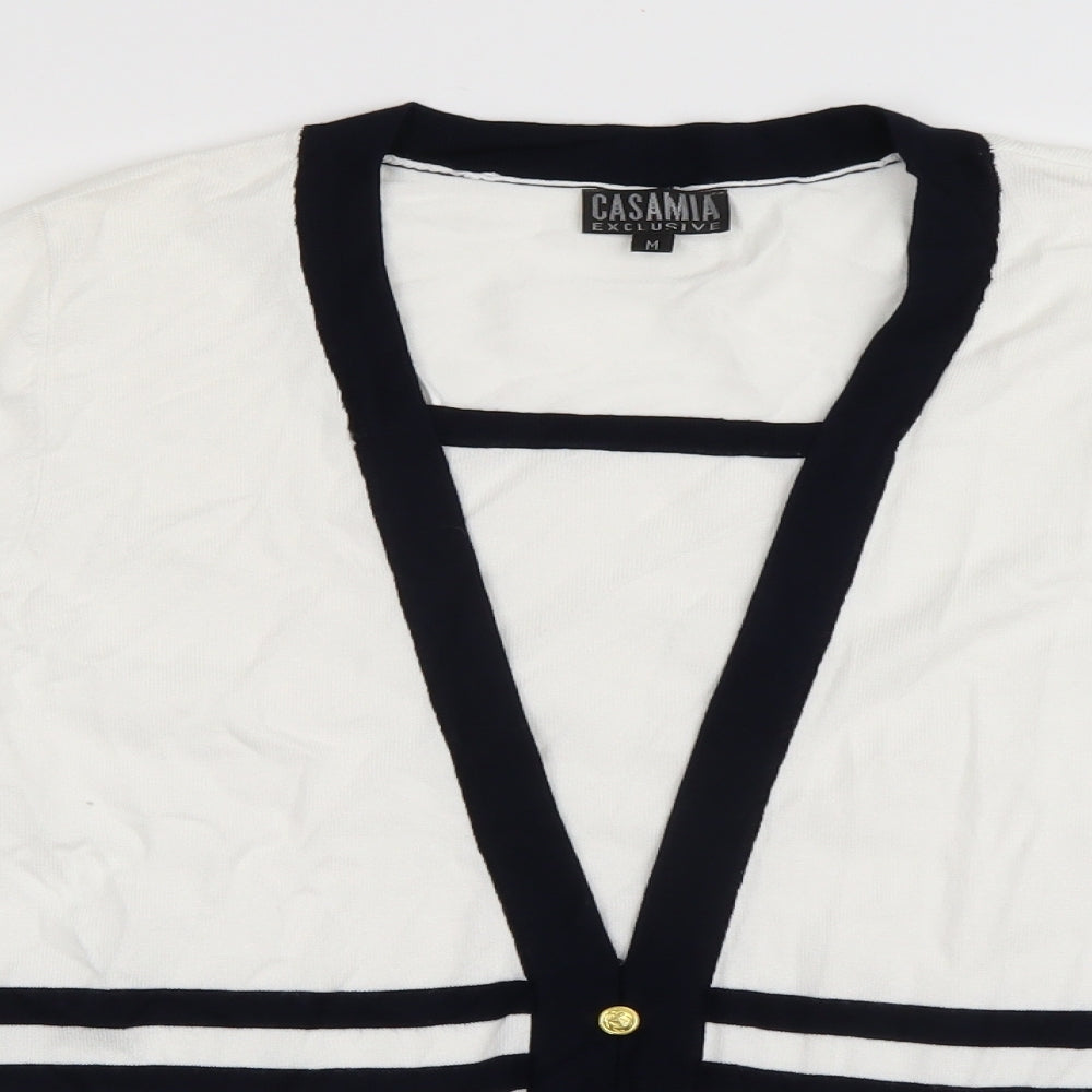Casamia Womens White Striped  Pullover Jumper Size M