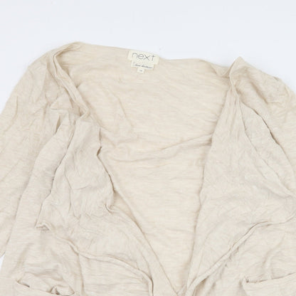 Close-up detail of Next women’s beige cardigan jumper, size UK 10