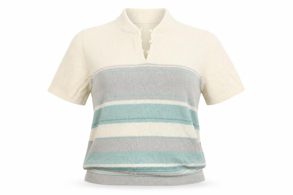 Bonmarché Womens Ivory Striped Basic T-Shirt Size M