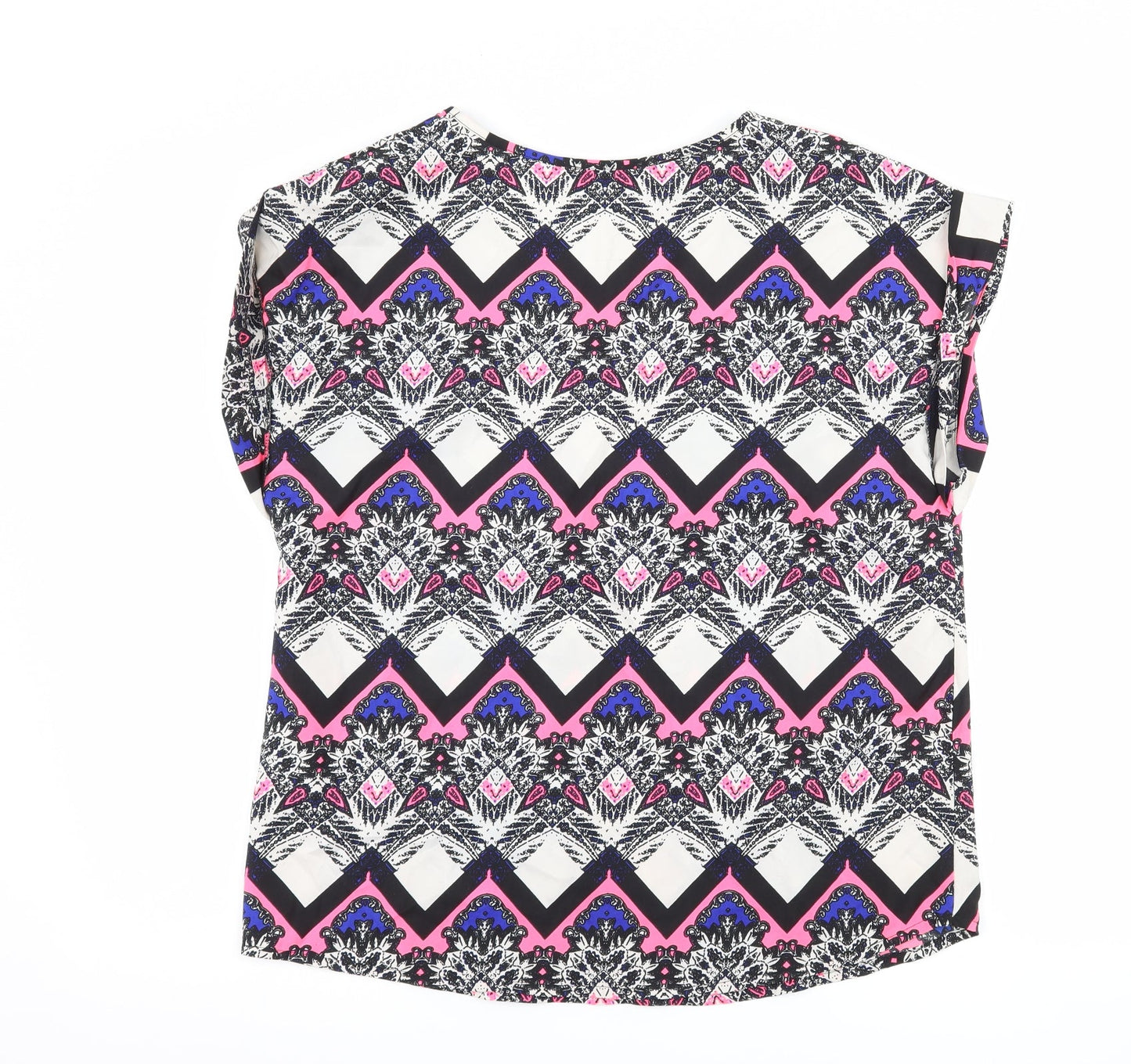 Atmosphere Womens White Geometric  Basic Blouse Size 14
