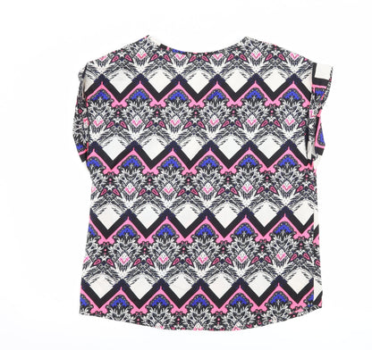 Back view of Atmosphere women’s white geometric basic blouse, size UK 14