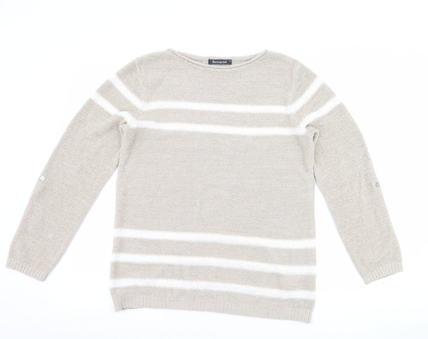 Bonmarché Womens Beige Striped  Pullover Jumper Size S
