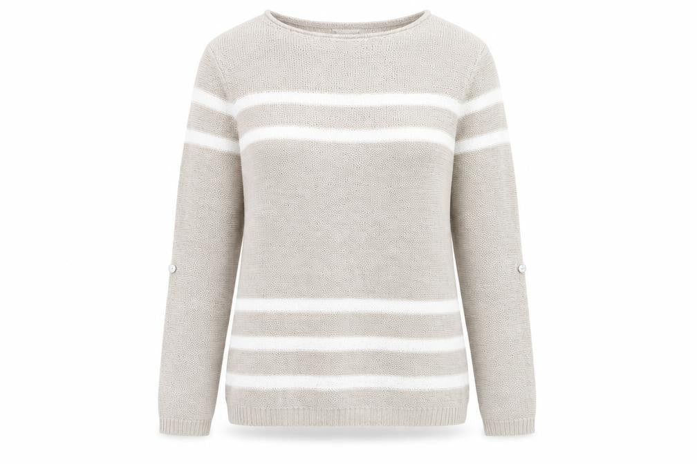 Bonmarché Womens Beige Striped Pullover Jumper Size S
