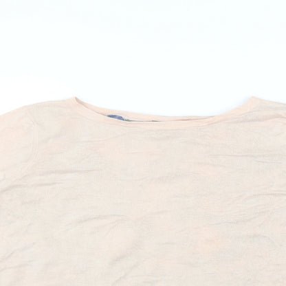 Close-up detail of MINUET women’s pink jumper, size M, - open back detail