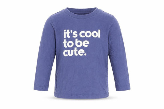 Front view of F&F boys’ blue basic t-shirt, size 12-18, months - cool to be cute