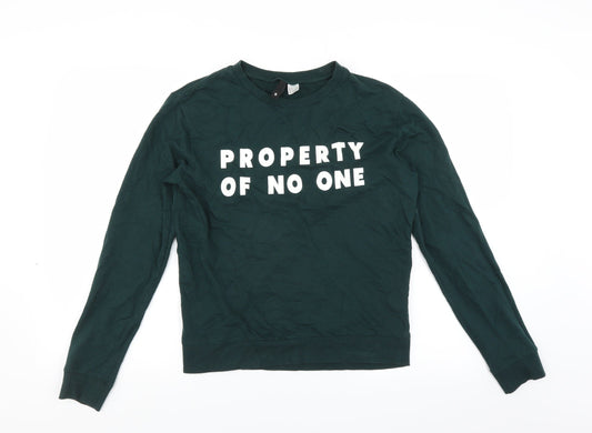 Divided by H&M Womens Green   Pullover Sweatshirt Size S  - property of no one