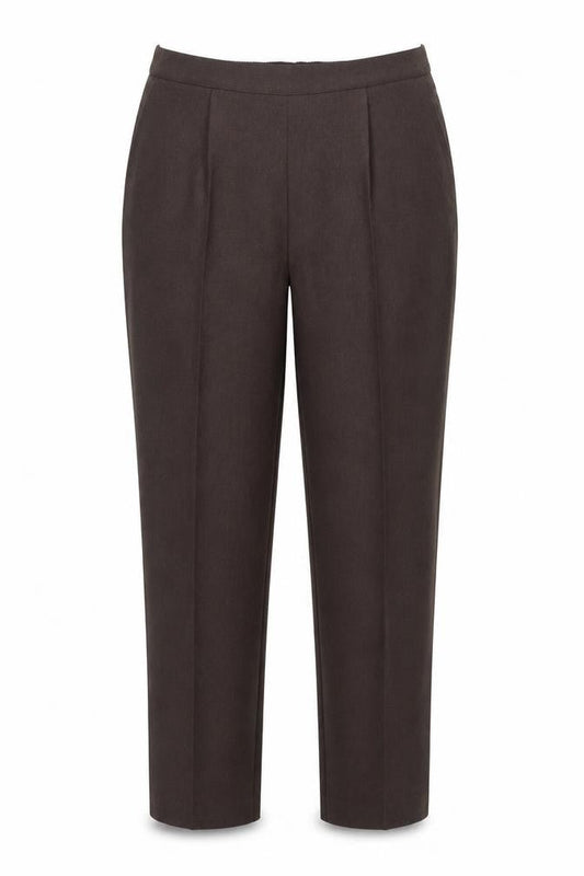 Front view of Le Bon Marché women’s brown trousers, size UK 16, 26-inch leg