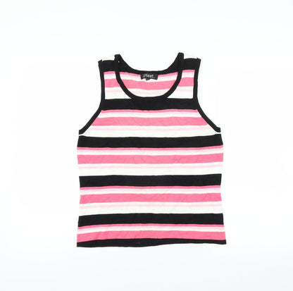 Front view of TEXT women’s pink striped jumper, size L