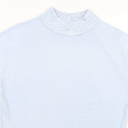 Close-up detail of Asda George women’s blue basic t-shirt, size UK 12