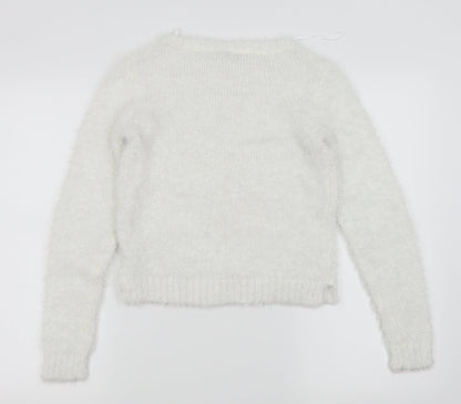 Back view of Divided by H&M women’s white jumper, size UK 4
