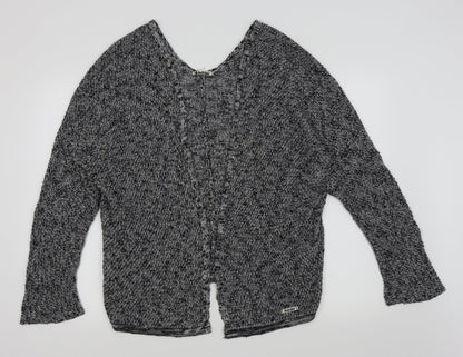 Additional front view of double agent women’s grey cardigan jumper, size M