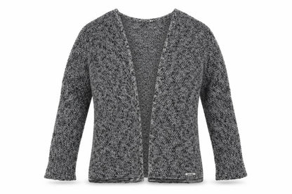 Front view of double agent women’s grey cardigan jumper, size M
