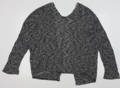 Back view of double agent women’s grey cardigan jumper, size M