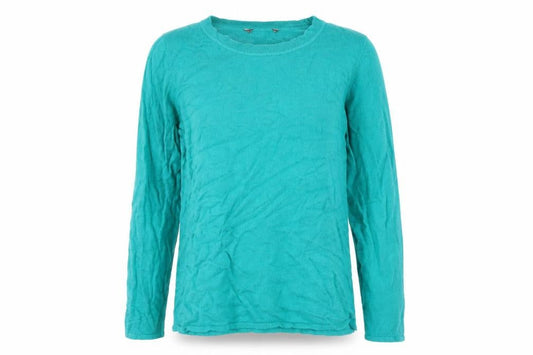 Front view of Bonmarché women’s green jumper, size UK 14
