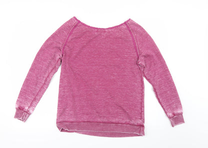 Back view of MAD MODELE women’s pink pullover sweatshirt, size M