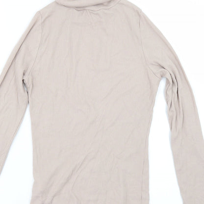 Brand and care label for New Look women’s beige jumper, size UK 12