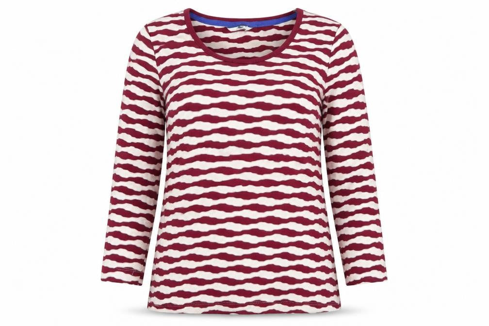 DASH Womens Red Striped  Basic T-Shirt Size 10