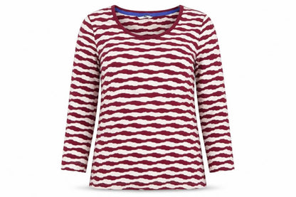 Front view of Dash women’s red striped basic t-shirt, size UK 10